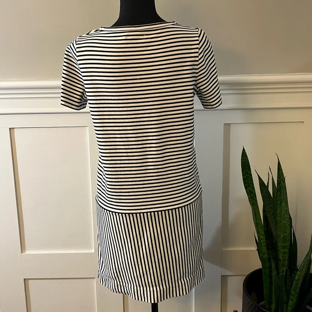 Madewell black and white striped dress with pockets - Picture 3 of 6